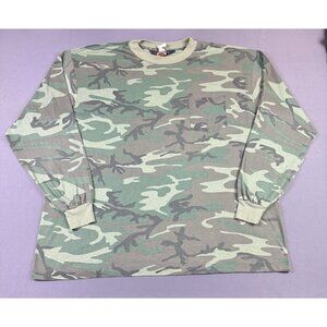 Rare Vintage 80s 90s Blue Bill Red Head Camo Long Sleeve Shirt 3XL Single Stitch